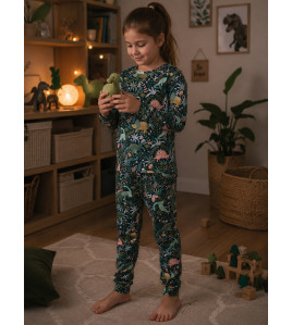 Pyžamo Dinosaury – tmavozelené