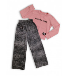 Tepláky POSITIVE VIBES - rifľové