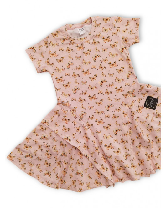Šaty MOTÝĽ - broskyňové (110/116)